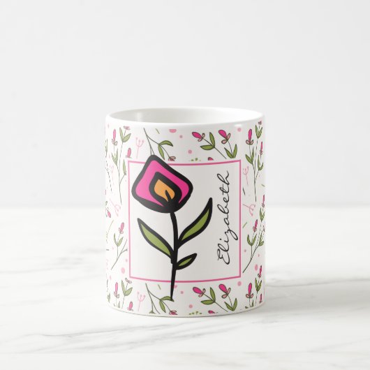 Wildblumen - Rosa und orangefarbene Petalen Person Kaffeetasse (Mittel)