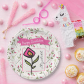 Wildblumen - Rosa und orangefarbene Tiere zum Gebu Pappteller (Party)