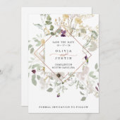 Wildblumen | Rose Gold Geometric White Save The Date (Vorne/Hinten)