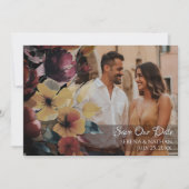 Wildblumen Rose Gold Save the Date Fotokarte (Vorderseite)