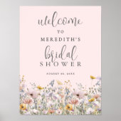 Wildblumen-Rosé-Hochzeitsdusche Poster (Vorne)