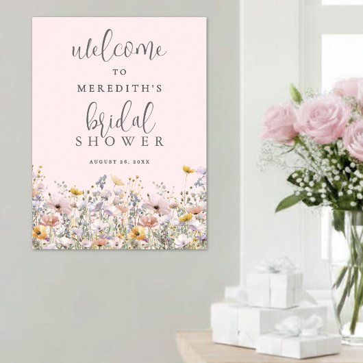 Wildblumen-Rosé-Hochzeitsdusche Poster