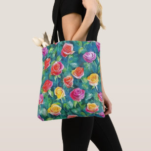 Wildblumen-Rosenwiese-Aquarellmuster Tasche