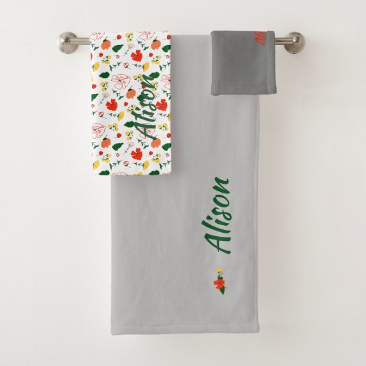 Wildblumen Rot grün Badhandtuch Set (Insitu)