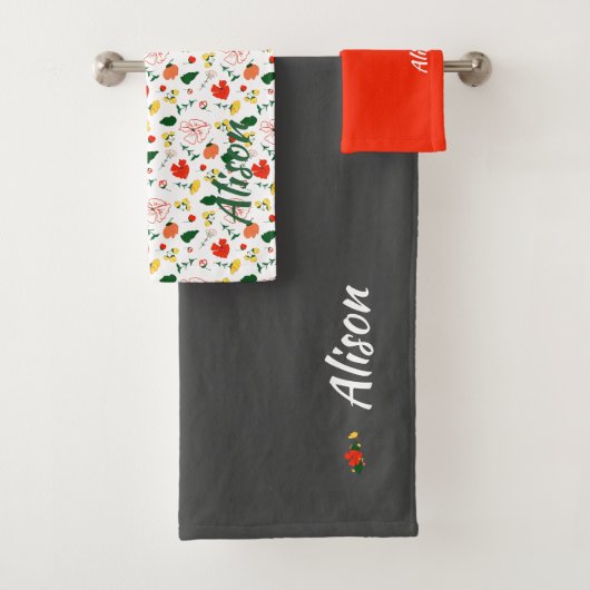 Wildblumen Rot grün Badhandtuch Set (Insitu)