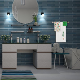 Wildblumen Rot grün Badhandtuch Set