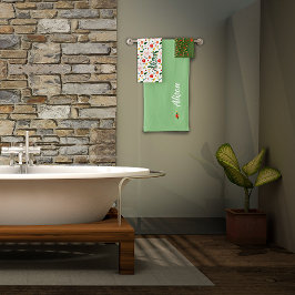 Wildblumen Rot grün Badhandtuch Set