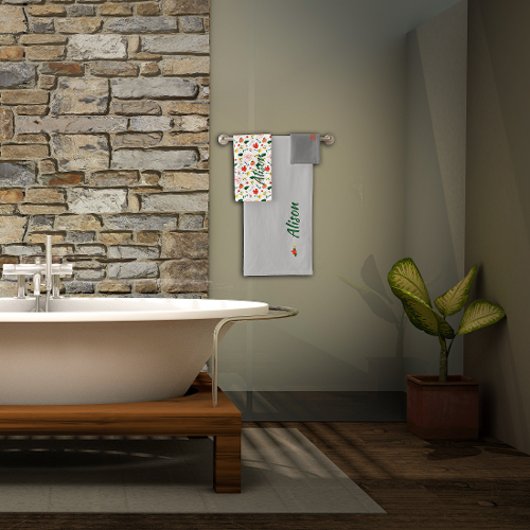 Wildblumen Rot grün Badhandtuch Set