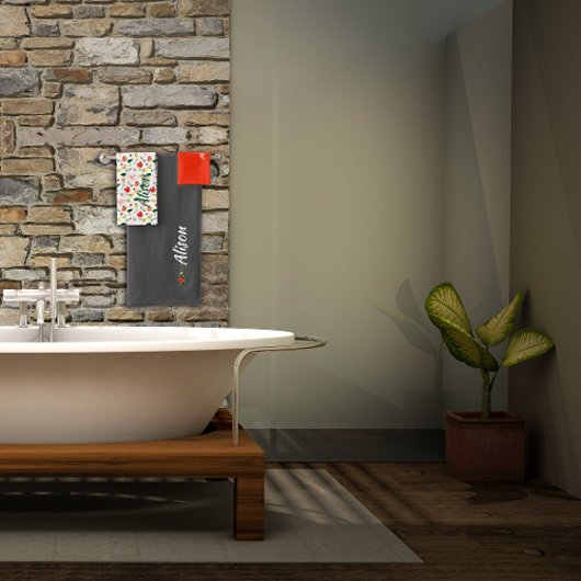 Wildblumen Rot grün Badhandtuch Set