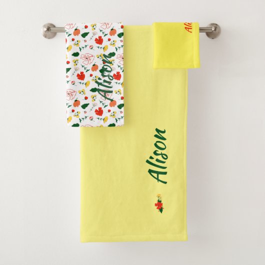 Wildblumen Rot grün Badhandtuch Set (Insitu)