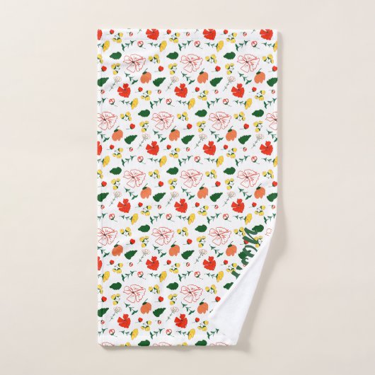 Wildblumen Rot-grüne Badewanne Handtuch Set (Handtuch)