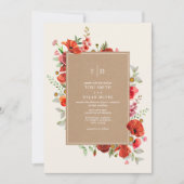 Wildblumen Rote Flora Botanische Hochzeit Einladung (Vorderseite)