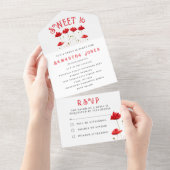 Wildblumen Rote Pflaumen Blütensüß 16 Sechzehn All In One Einladung (Abreißen)