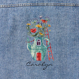 Wildblumen Rote Tür Aquamarin Teekanne Märchenblüt Jeansjacke