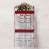 Wildblumen, rotes Band, Spitzen und Lichter All In One Einladung (Innen Boden)