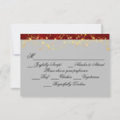 Wildblumen, rotes Band und Lichter RSVP Karte (Rückseite)