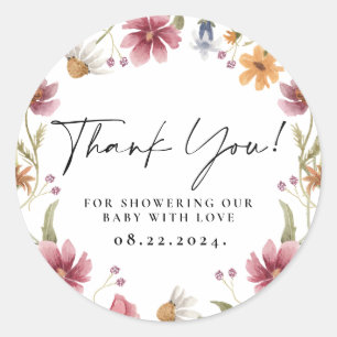 Wildblumen-Rund-Danke-Favor-Sticker Runder Aufkleber