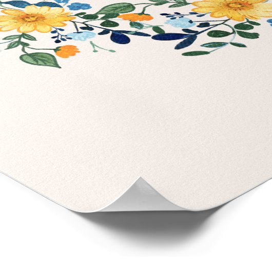 Wildblumen Rustic Blue Bow Wedding Willkommen Poster (Ecke)