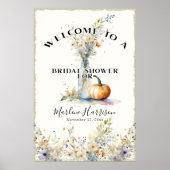 Wildblumen Rustic Fall Pumpkin Floral Bridal Poster (Vorne)