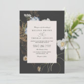 Wildblumen Rustikal Boho Elegant QR-Code Hochzeit Einladung (Stehend Vorderseite)