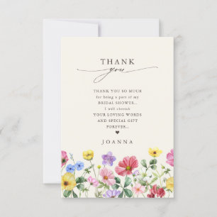 Wildblumen-Rustikal-Chic-Floral-Boho-Braut- Dusche Dankeskarte