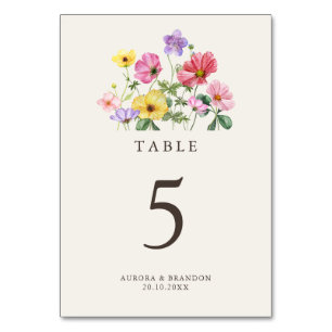 Wildblumen-Rustikal-Chic-Floral-Boho-Landhochzeit Tischnummer