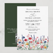 Wildblumen-Rustikale-Land-Boho-QR-Code-Hochzeit Einladung (Vorne/Hinten)
