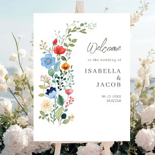 Wildblumen Rustikaler Garten Hochzeit Willkommen Poster