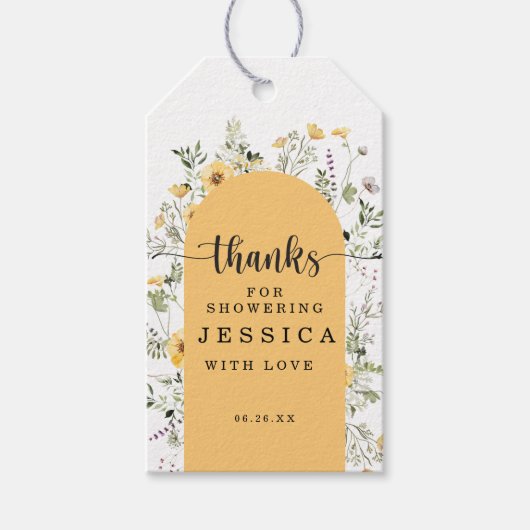 Wildblumen Rustikales Brautparty Gefallen Geschenk Geschenkanhänger (Vorderseite)