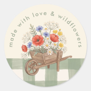 Wildblumen Sage Gingham Zitat Runder Aufkleber