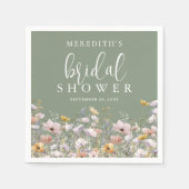 Wildblumen-Sage-Grün-Brautjungfernparty Serviette (Vorderseite)