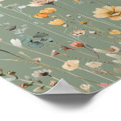 Wildblumen-Sage-Grün-Brautparty Poster (Ecke)