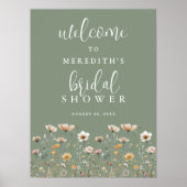 Wildblumen-Sage-Grün-Brautparty Poster (Vorne)