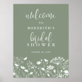 Wildblumen-Sage-Grün-Brautparty Poster (Vorne)