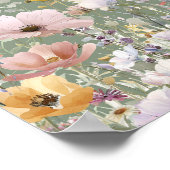 Wildblumen-Sage-Grün-Brautparty Poster (Ecke)