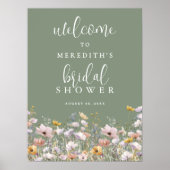 Wildblumen-Sage-Grün-Brautparty Poster (Vorne)