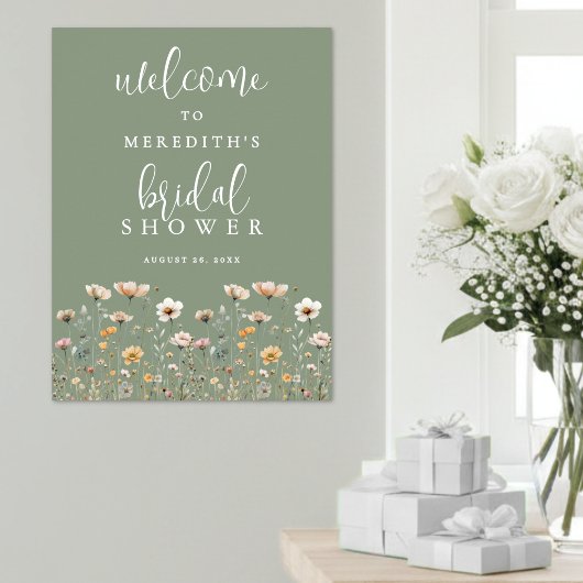 Wildblumen-Sage-Grün-Brautparty Poster