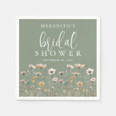 Wildblumen-Sage-Grün-Brautparty Serviette (Vorderseite)