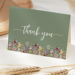 Wildblumen Salbeigrün Florale Babyparty Dankeskarte
