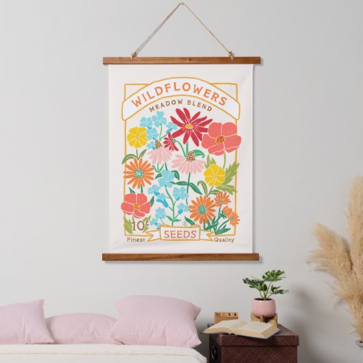 Wildblumen Samenverpackung Wandteppich Mit Holzrahmen (Schlafzimmer)