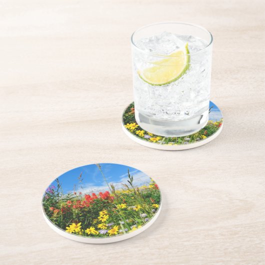 Wildblumen Sandstein Untersetzer (Seite)