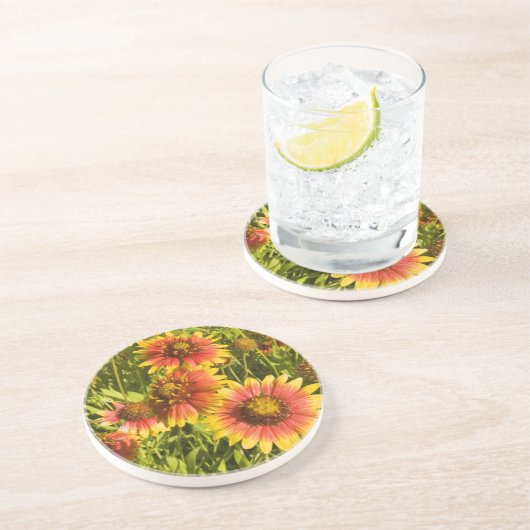 Wildblumen Sandstein Untersetzer (Seite)