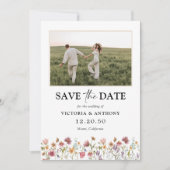 Wildblumen Save the Date mit Foto-Flachkarte (Vorderseite)
