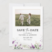 Wildblumen Save the Date mit Foto-Flachkarte (Vorderseite)