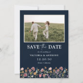 Wildblumen Save the Date mit Foto-Flachkarte (Vorderseite)