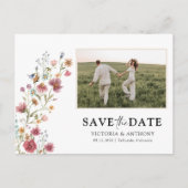 Wildblumen Save the Date mit Foto Postkarte (Vorderseite)