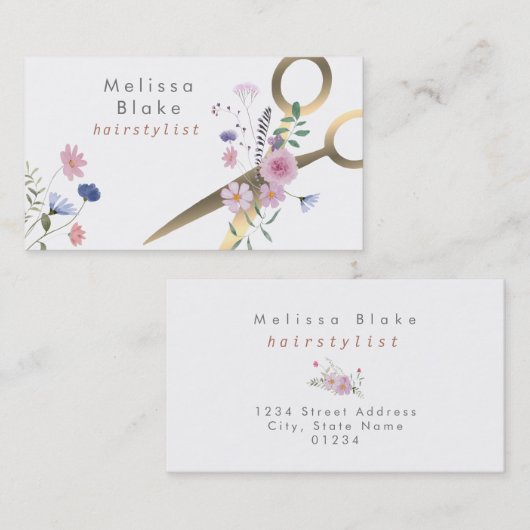 Wildblumen-Schere Visitenkarte (Vorne/Hinten)