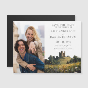 Wildblumen Schloss Foto Hochzeit Save The Date Magneteinladung