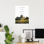 Wildblumen-Schloss-Hochzeits-Willkommensschild Poster (Heimbüro)