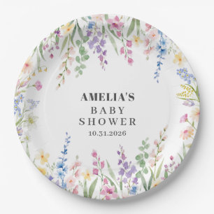 Wildblumen-Schmetterling-Blumengarten-Baby-Party Pappteller